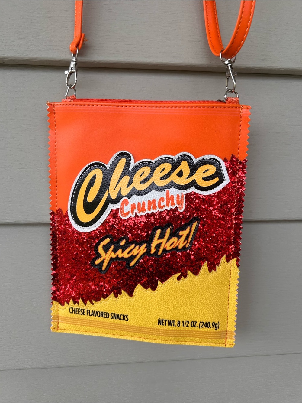 Cheese Crunchy Spicy Hot Snack Crossbody Bag - Orange & Red & Yellow
